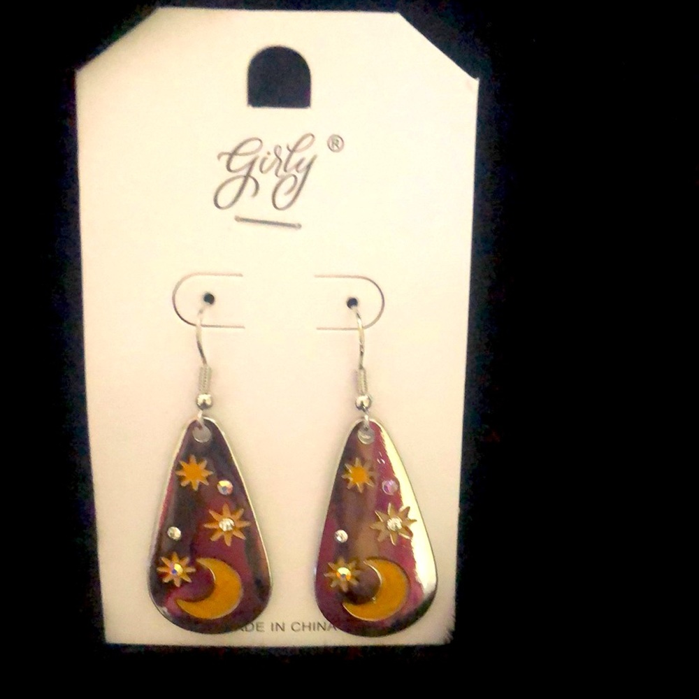 Bohemian Silver & Gold Moon Earrings by Girly 🌝